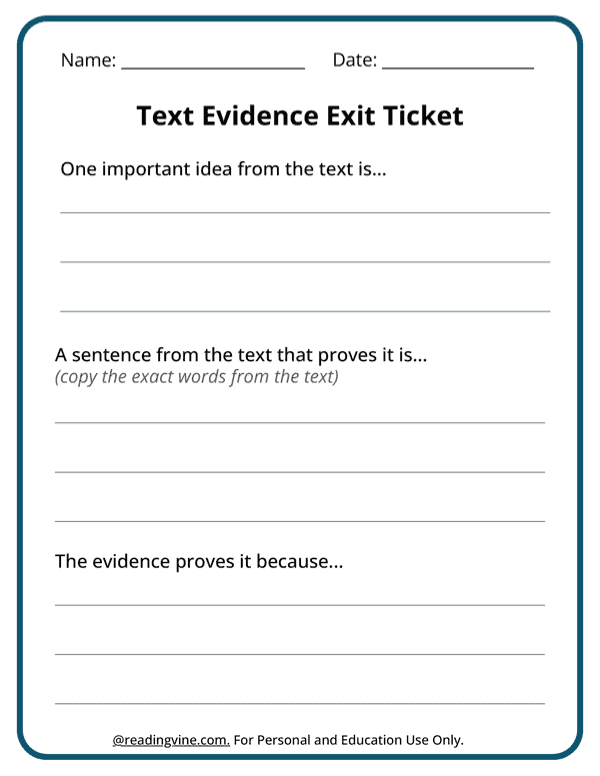Text Evidence Exit Ticket