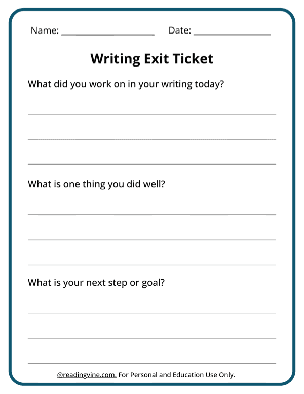 Writing Exit Ticket